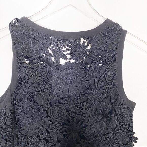 Halogen Black Crochet Floral Appliqué Shift Dress - Picture 4 of 7